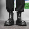 Men Fashion High Chelsea Boots Slip-on Genuine Leather Shoes Stage Nightclub Cowboy Platform Boot Handsome Long Motorcycle Botas