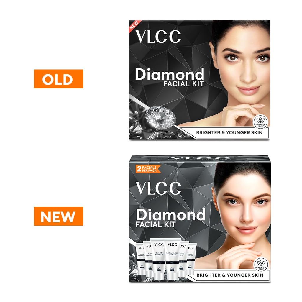 VLCC Diamond Facial Kit 60 G Pack Of 1 For Radiant Glow Skin Purifying Home Facial Routine With Brightening Effect