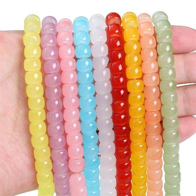 30Pcs Crystal Glass Beads Imitation Jade Barrel Beads for DIY Bracelet Necklace Jewelry Making