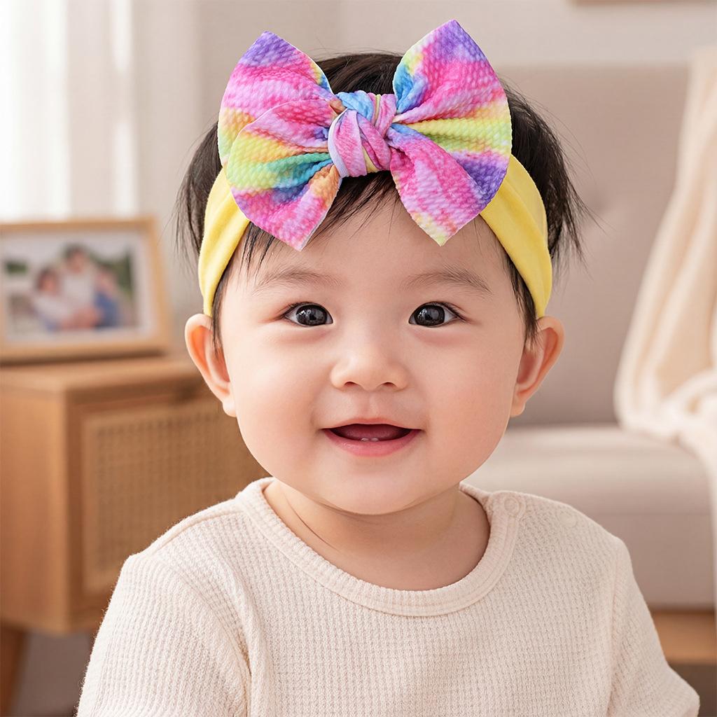 New INS-Style Elastic Wide-Band Baby Headbands:Cute Printed Bow Hair Bands,Soft & Skin-Friendly Headbands for Infants & Toddlers