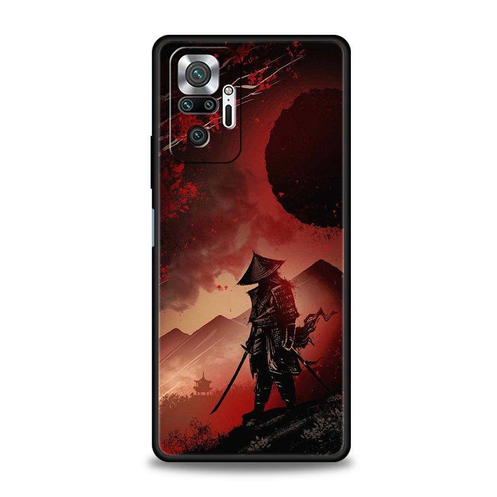 Japanese Bushido Samurai For Xiaomi Redmi Note 12 5G Phone Case 10C 10 11 9 8 Pro Plus 9S 7 8T 9T 9A 8A 9C K50 K40 Gaming Cover