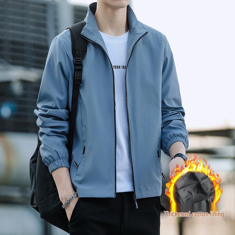 Men's 2025 Trendy Loose Fit Stand Collar Jacket - Simple Business Casual for Spring and Autumn