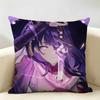 Raiden Shogun Genshin Impact Cushion Cover Natural Linen Organic Fabric DoubleSided Printing Room Sofa Decor Pillow Case