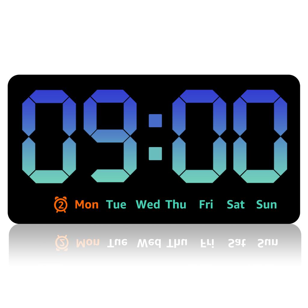 Digital Wall Clock 8.5 Inch Large Display LED Alarm Clock with Date Week Temperature Dual Alarm 3 Levels Brightness Adjustable