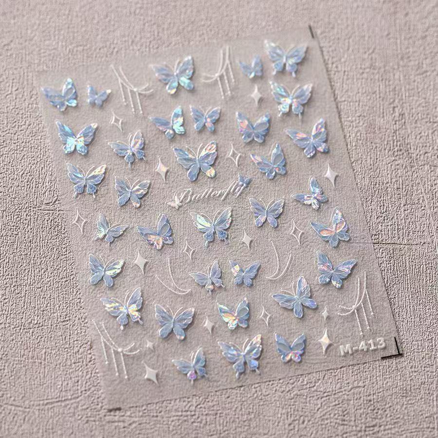 Shell Light Blue Butterfly Nail Art Sticker New Broken Purple Butterfly Beautiful Nail Sticker for daily use