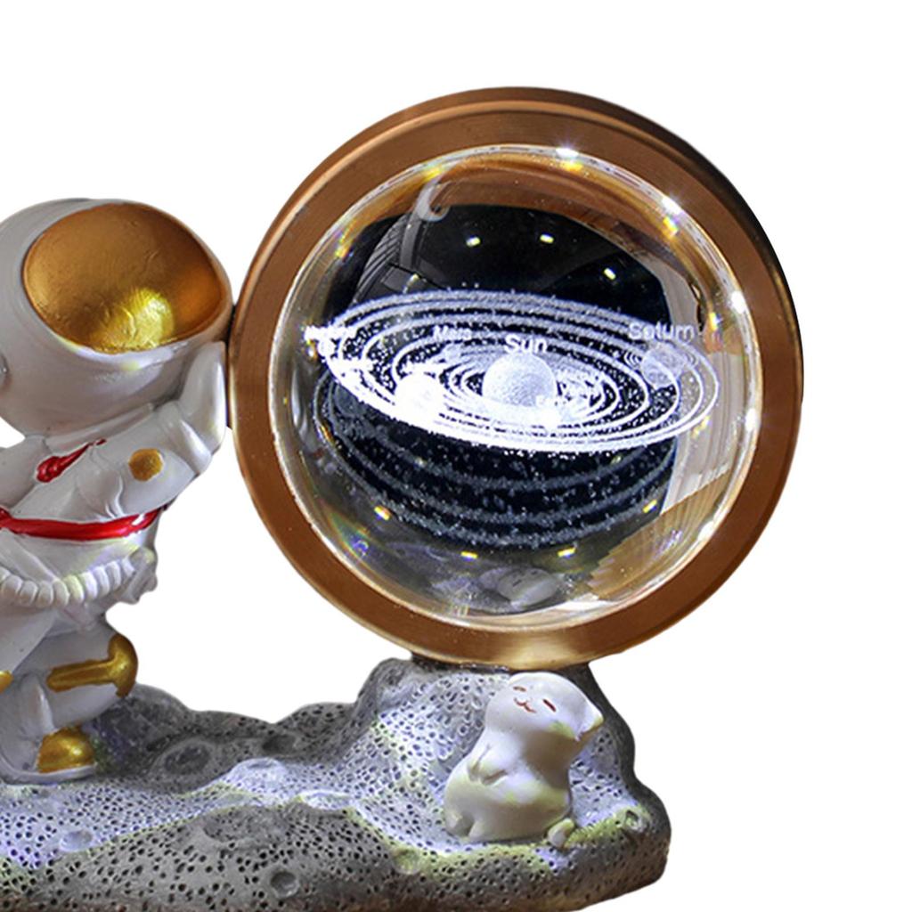 3D Glass Ball Night Light Bedside Lamp Degree Rotating Table for Crafts Kids