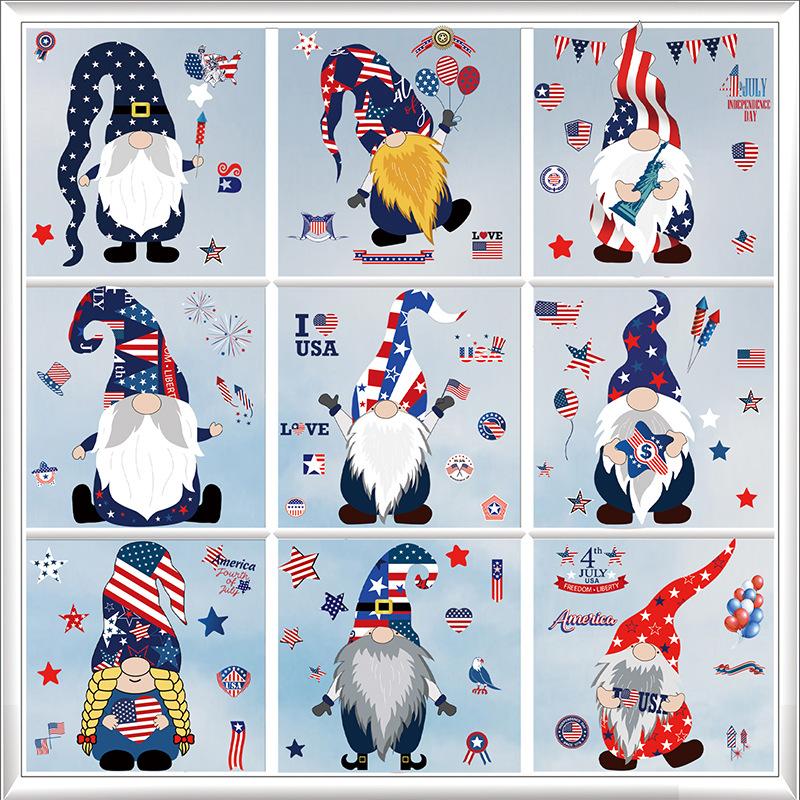 American Independence Day Dwarf Window Glass Door Electrostatic Sticker
