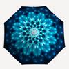 1pc Blue Flower Mandala Automatic Opening Folding Umbrella with 8-Bone Iron Frame - Portable Outdoor for Fans, Travelers, Daily Use, Festive Gift.J028