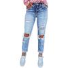 Women Color Hole Low Waist Jeans Flares Fashion Pants Trouser