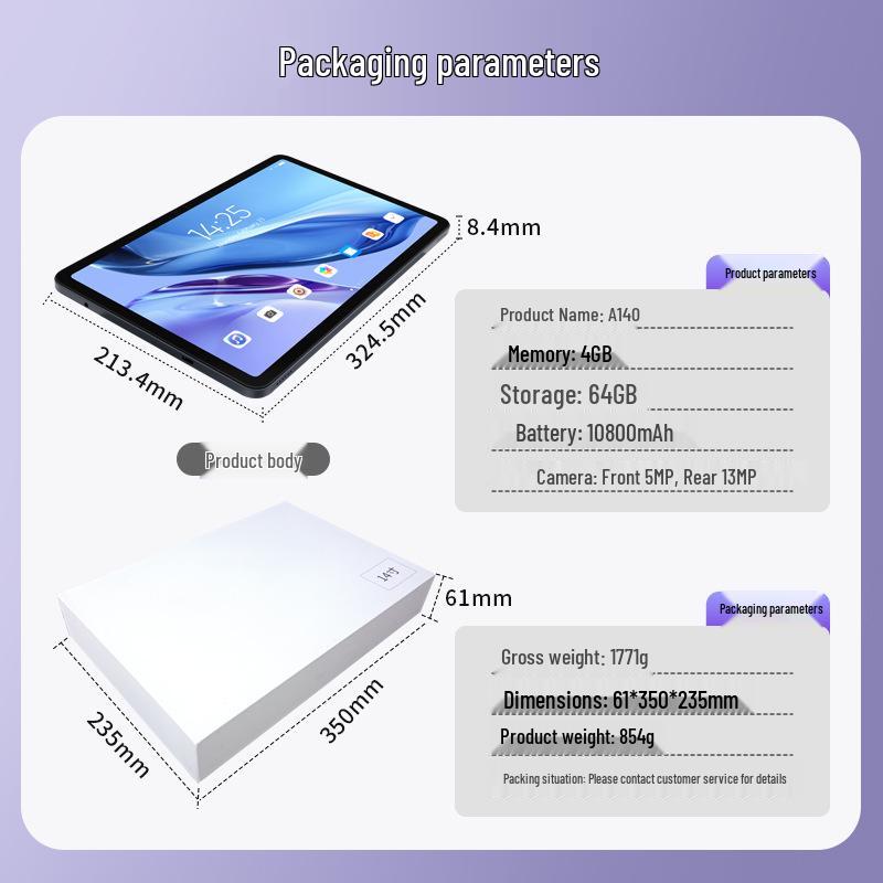 14-inch Ultra-thin 4G Calling Tablet with IPS Screen and Metal Design