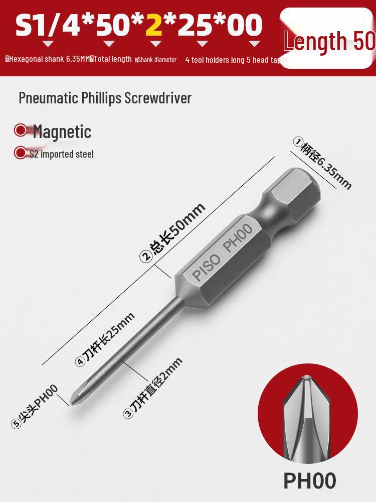 Hexagonal Magnetic Pneumatic Air Screwdriver, S2 1/4 Electric Bit Set