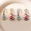Christmas Cartoon Santa Claus Earrings With Shining Snow Details Premium Alloy Accessories For Women Teens
