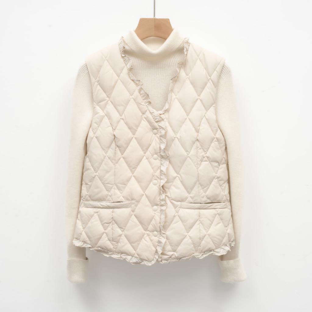 Autumn and Winter Women's 90 Down Light Down V-neck Duck Down Waistcoat Down Jacket