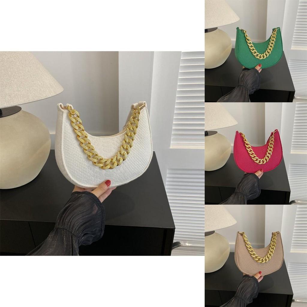 Fashionable Felt Bag Stylish Retro Simple Chain Crossbody Tote Underarm Handbag