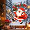 Home Window Ornaments Santa Claus Christmas Cling Static Sticker for Glass Doors Reusable PVC Festive Store Decorations Decal with Gift Bag and Box