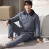 Pajamas Men'S Winter Three-Layer Thickened And Velvet Woven Pure Cotton Padded Autumn And Winter Mid-Dad Warm Loungewear