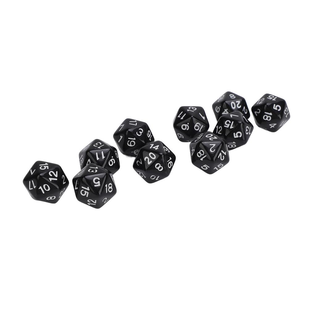 10 SZT. Zestaw Kości Wielościennych Plastikowe Lekkie 20-ścienne Kości do Gier Fabularnych Stołowych