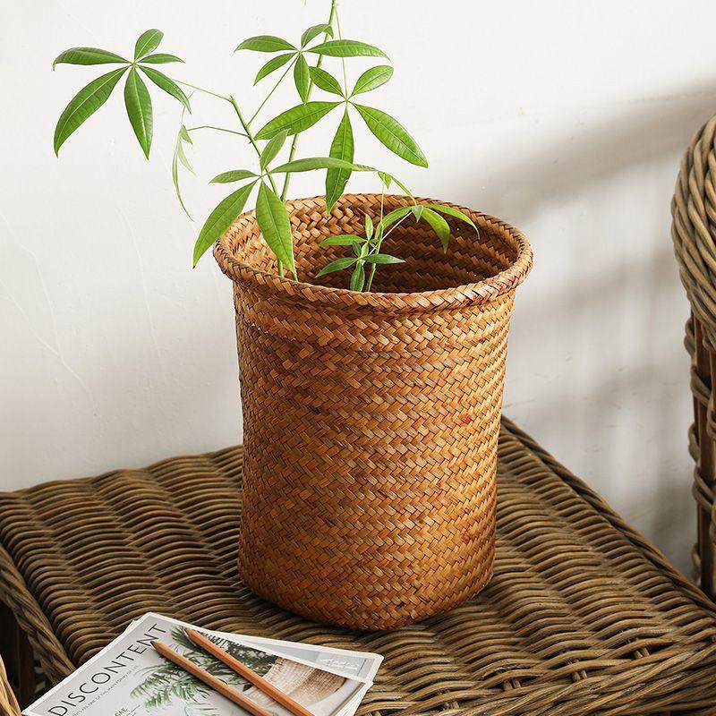 Round Rattan Woven Basket for Flowers and Storage