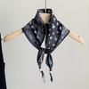 Hong Kong style retro versatile silk scarf fashion triangle scarf high sense elegant temperament accessories thin neck headscarf multi-purpose