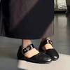 Fashion Belt Buckle Red Mary Janes Flats 2025 Spring Autumn New Walking Comfy Casual Flat Shoes