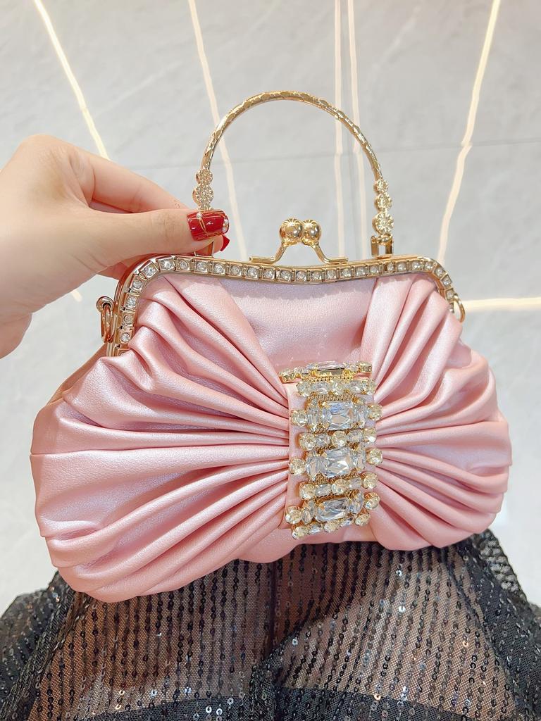 Fashionable Luxury Diamond Women Luxury Clutch Bag Wedding Crystal Ladies Designer Clutch Purse Handmade Pearl Decoration