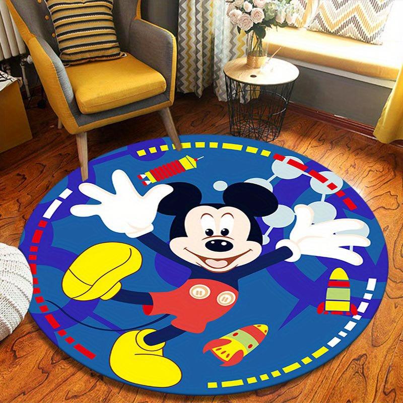 

1pc Mickey & Minnie Round Area Rug - Non-Slip, Machine Washable Polyester Carpet For Living Room & Bedroom Decor 80cm