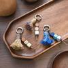 Tibetischer Regenbogen-Quasten-Anhänger Schlüsselanhänger Perlen Ethnischer Stil mit Natürlichem Holz Taschenanhänger Schuhdekoration mit