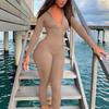 2025 Autumn Casual Ribbed Zippered Sport Jumpsuit