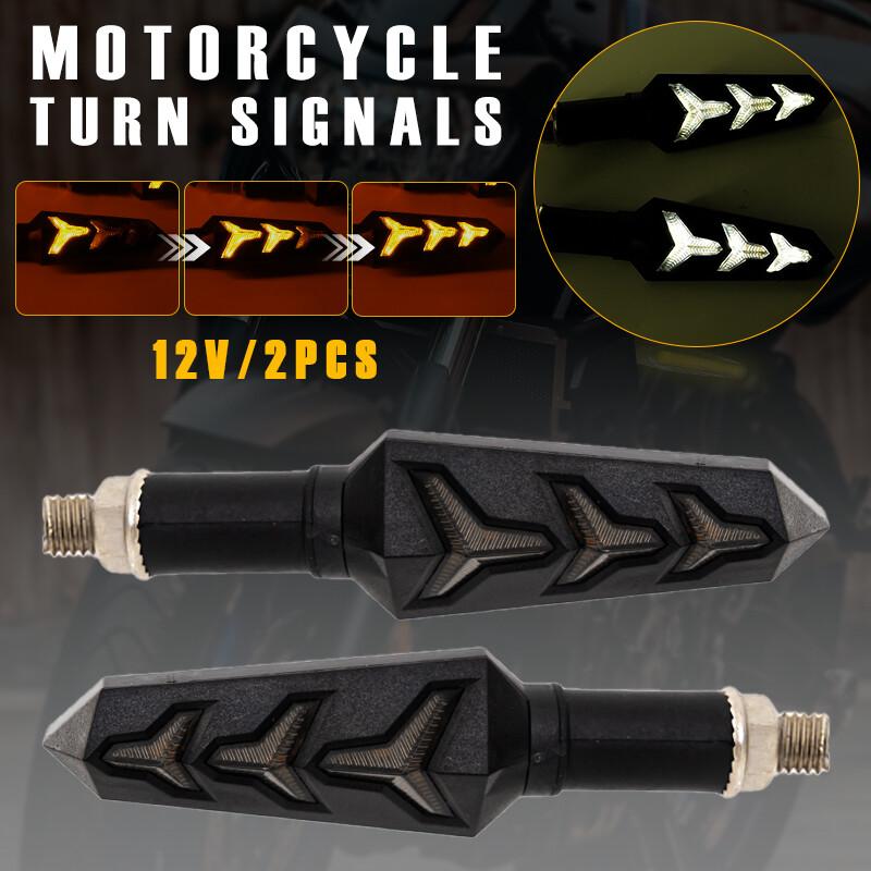 2x Universal Water Flowing Style LED Motorcycle Turn Signals Indicators Blinker
