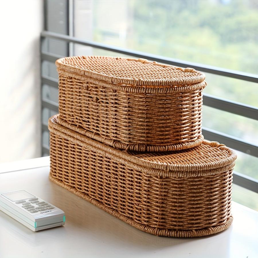 Boho-Stil Geflochtener Aufbewahrungskorb aus Kunst rattan – Geflochtene Box, Staubdichter Geschirrkorb, Heimdekoration & Küchenorganisation