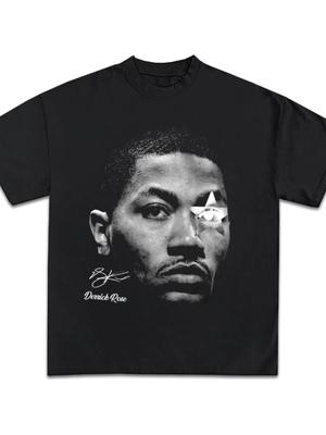 D Rose Graphic T Shirt Y2K Vintage Basketball Rap Premium Heavyweight Shirt Fashion T-shirt Round Neck Short Sleeve Top