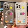 Portacarte Custodia per Telefono Stella Per iPhone 11 Custodia iPhone 12 13 14 15 Pro Max XR X XS 7 8 Plus SE 2020 Copertura in Silicone Può Inserire Foto
