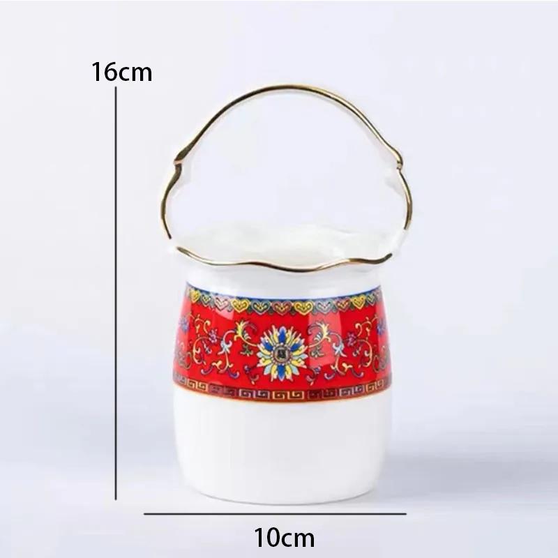 Emaljröd Keramisk Middagsservis Tallrikar och Fat Kinesiska Vintage Tallrikar och Skålar Hushålls Porslin Matsal Serveringsbricka