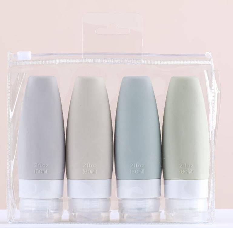 

Портативные дорожные бутылочки Leeseph, герметичные силиконовые косметические дорожные контейнеры без BPA, сжимаемые многоразовые тюбики для 4 упаковок