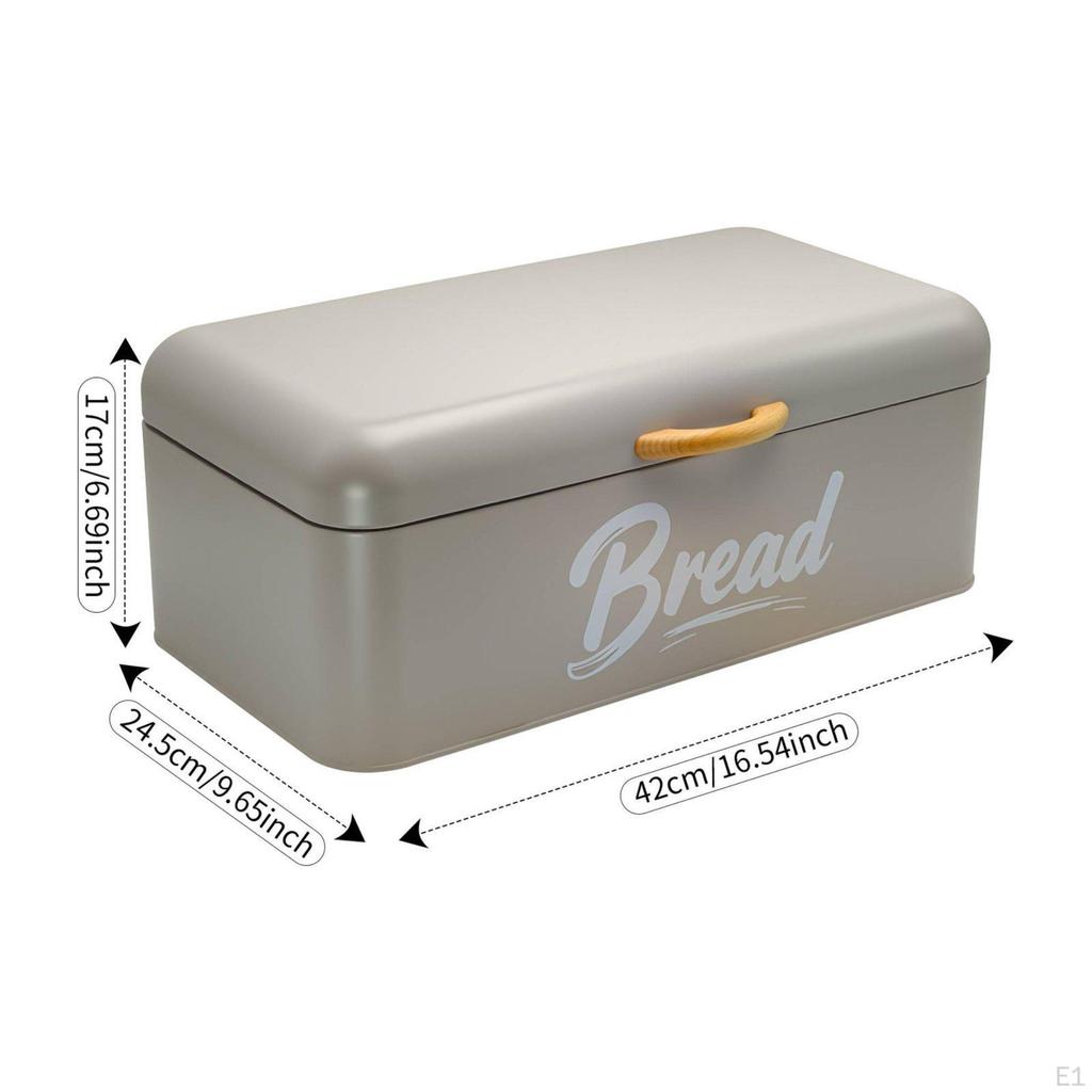 Metal Bread Box Large Capacity Flip Container Modern Style Household Organizer for