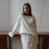 Cotton Pullover Overzie Sweater Women's Sexy Backless Loose Knit Sweater Round Neck Flared Sleeve Solid Color Pull Jumper Autumn/Winter 2025