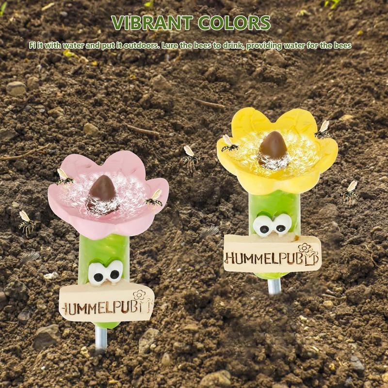 

Bee Watering Station Bee Cups For Garden Metal Bee Water Feeder Flower-Shaped Sculpture Stakes Colorful Butterfly Bath Bowl China Mainland