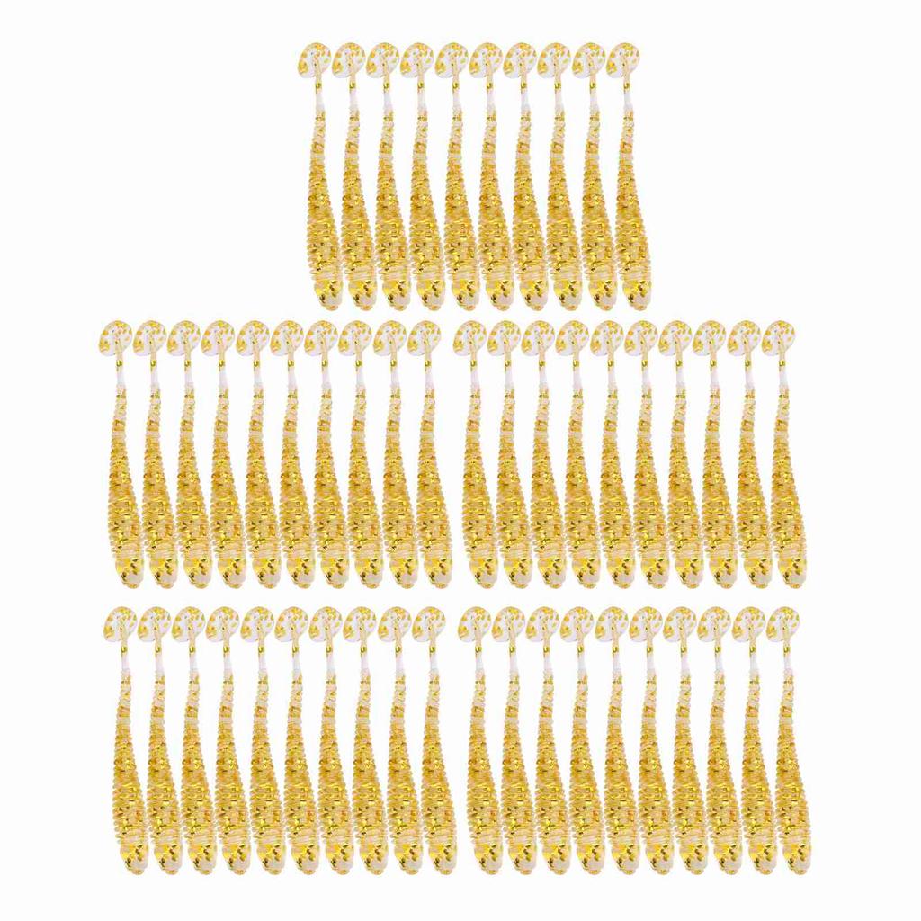 50PCS 5cm Soft Plastic Fishing Lures T tail Grub Worm Baits Fish Tackle Accessory Pink