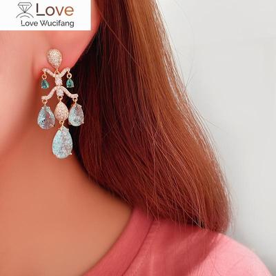 Luxury Vintage Drop Shaped Zircon Women Earrings Pendant Retro Elegant Ladies Goth Girl Gift Aesthetic Accessories Cool Stuff
