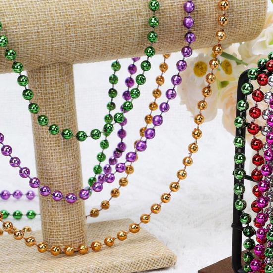 30Pcs Plastic Beaded Necklaces with Safety Buckle Colorful Bead Necklaces Set Lightweight Child-Safe Party Favors for Mardi Gras St. Patrick's Day