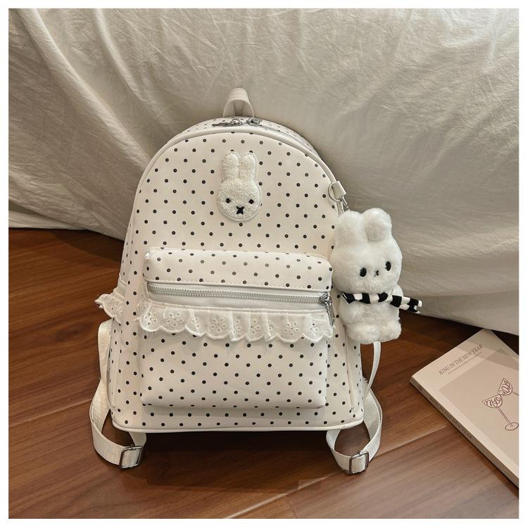 Schoolbag New Cute Cartoon Star Polka Dot Backpack Korean Versatile Plush Large-capacity Schoolbag College Girl Backpack