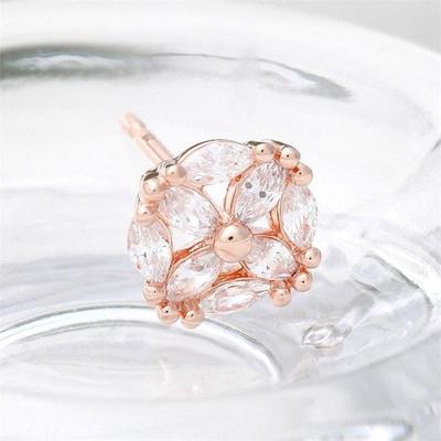 [Onm] Onm 14K Gold Needle Cubic Round Flower Rose Gold Piercing (S9594224)