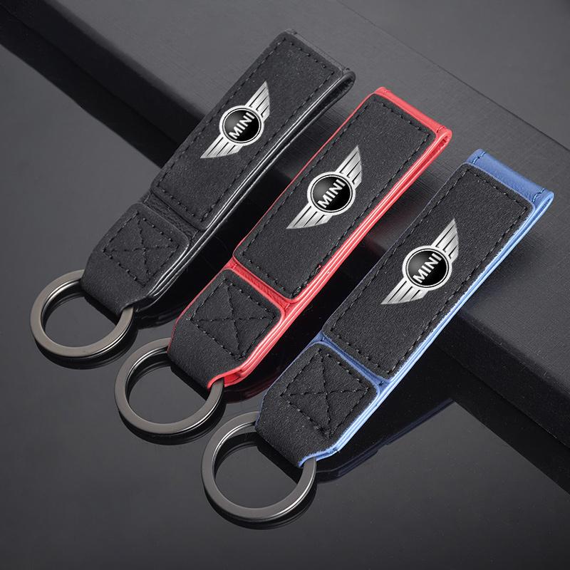 Car Metal Leather Logo Key Chains Emblem Key Rings For BMW Mini Cooper R50 R53 R55 R56 R60 R61 F54 F55 F56 Keychain Accessories uylez55