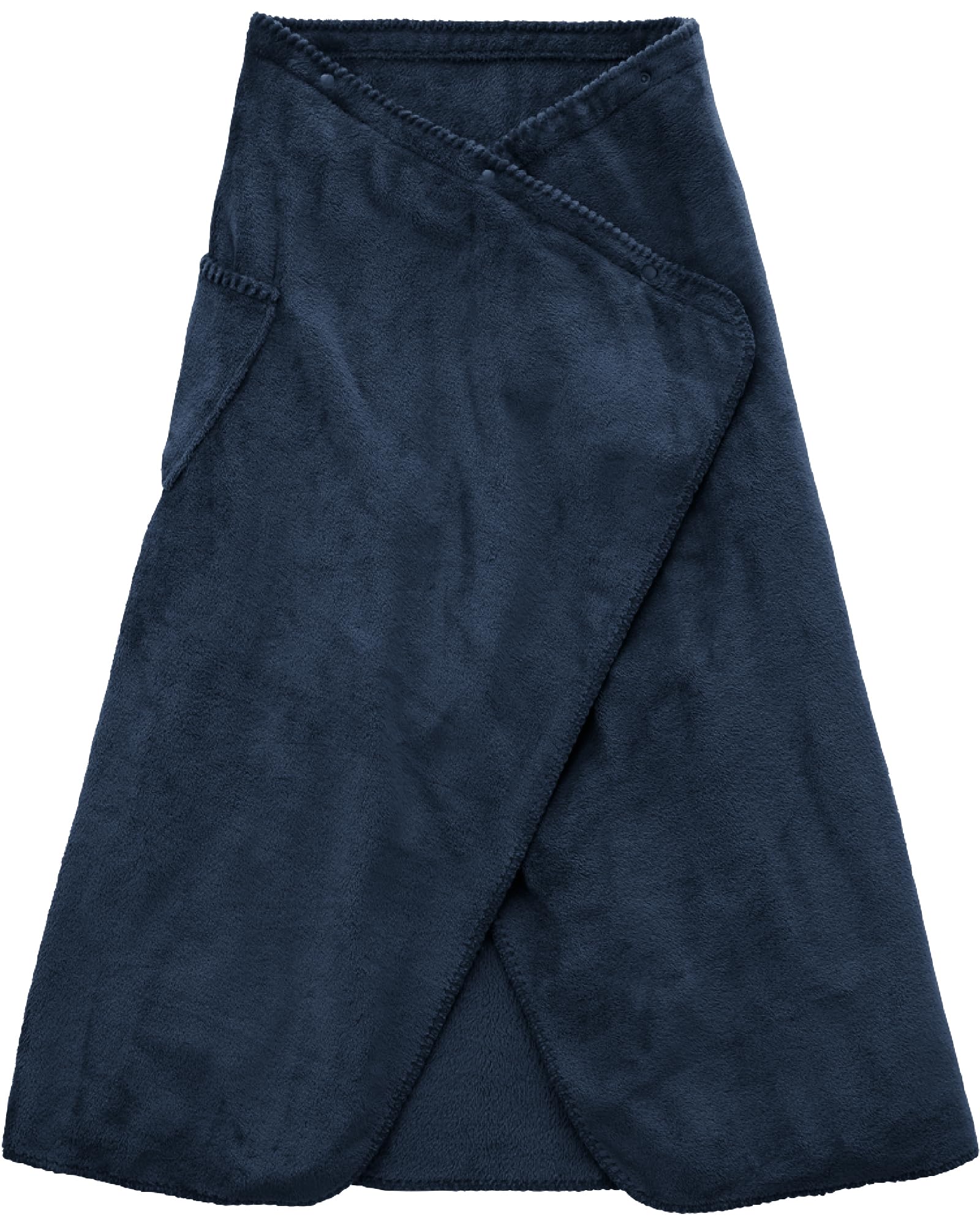 

Aqua Large Throw Poncho Stole Mofua Mofua Half x Dark Navy Winter 3WAY Half Blanket Stays in Place With Buttons Winter Warm Fluffy Premium Microfiber