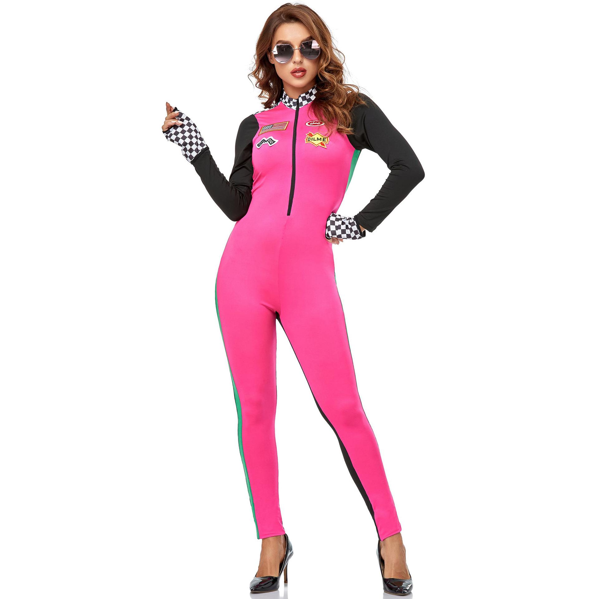 

Sexy Soccer Babe Cheerleading Clothing Model Car Clothing Racing Girl Locomotive Jumpsuit Stage Performance Clothing XL рожевий червоний колір