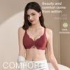 Seamless Soft Support Cup Bra, Sexy Deep V Simple Glossy Lace Butterfly Bra