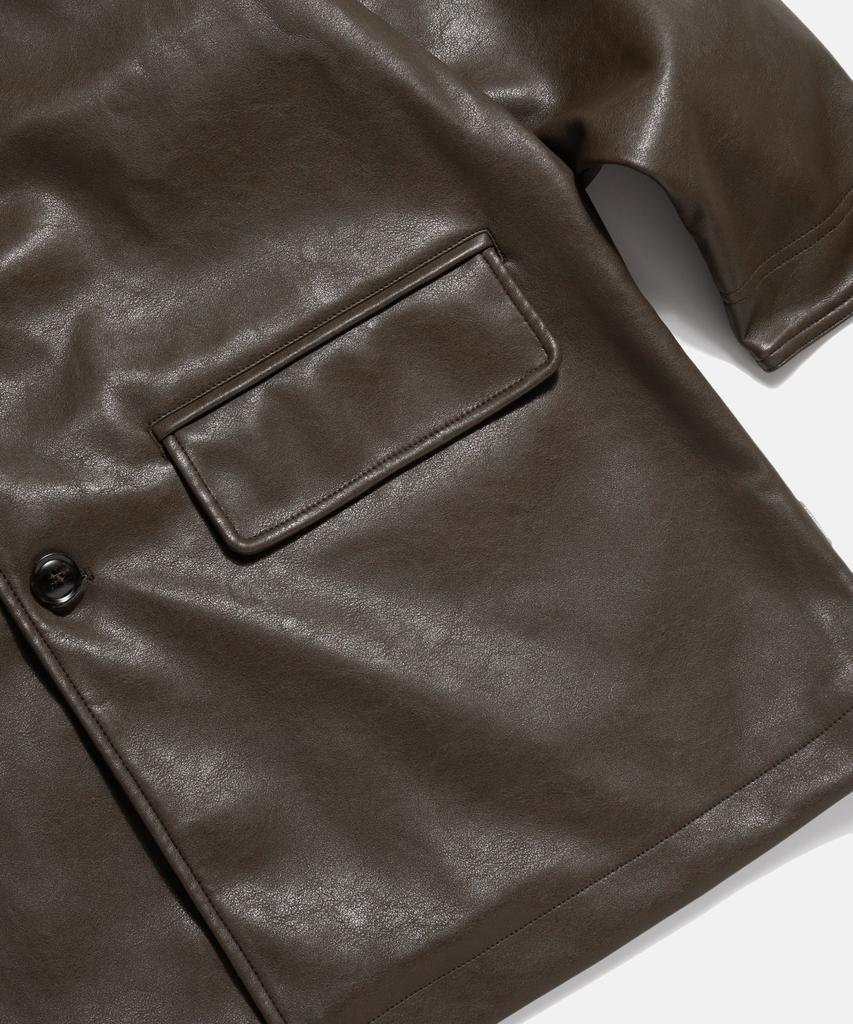 Espionage Car Coat (Faux Leather) Dark Brown