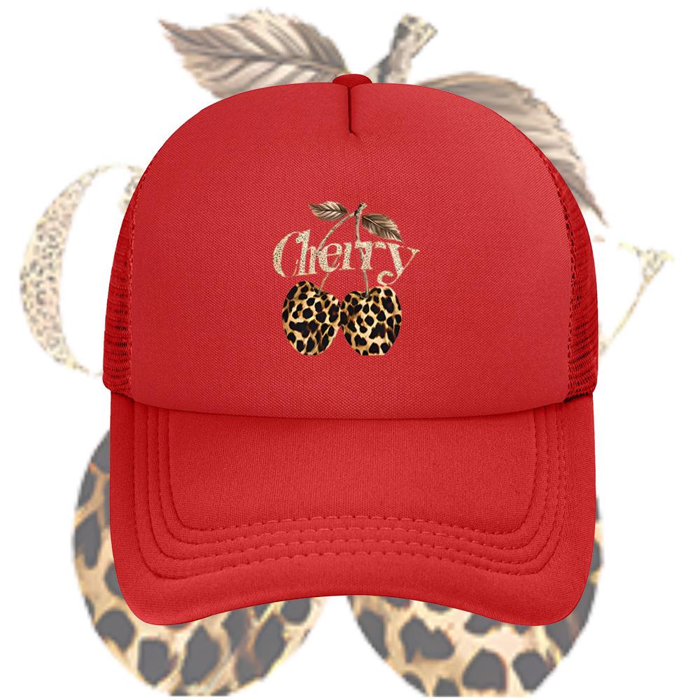 Leopard print cherry font leaves gold Baseball Cap Anime Graphic Hats Adult Unisex Women Sports Outdoor