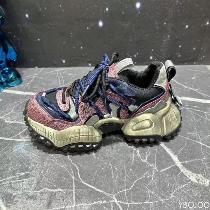 Fashion European and American Retro Men's Sports New Style Slimming Thick Sole Color Blocked Sports Shoes Versatile Street Casual Shoes