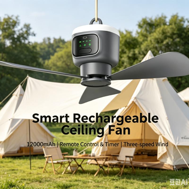 Ventilatore da campeggio portatile ricaricabile da 12000 mAh, raffrescatore d'aria per tenda da esterno con luce LED e timer remoto